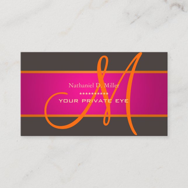 Gradiant Fuschia + Orange Monogram DIY Hintergrund Visitenkarte (Vorderseite)