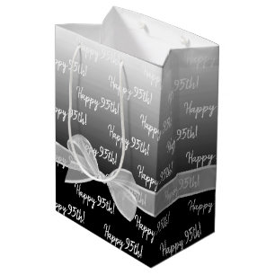 Gradient 95. Geburtstag mit weißer Schleife Mittlere Geschenktüte