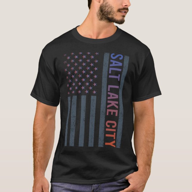 Gradient American Flag Salt Lake City T-Shirt (Vorderseite)