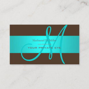 Gradient Aqua Blue Monogram DIY Hintergrundfarbe Visitenkarte