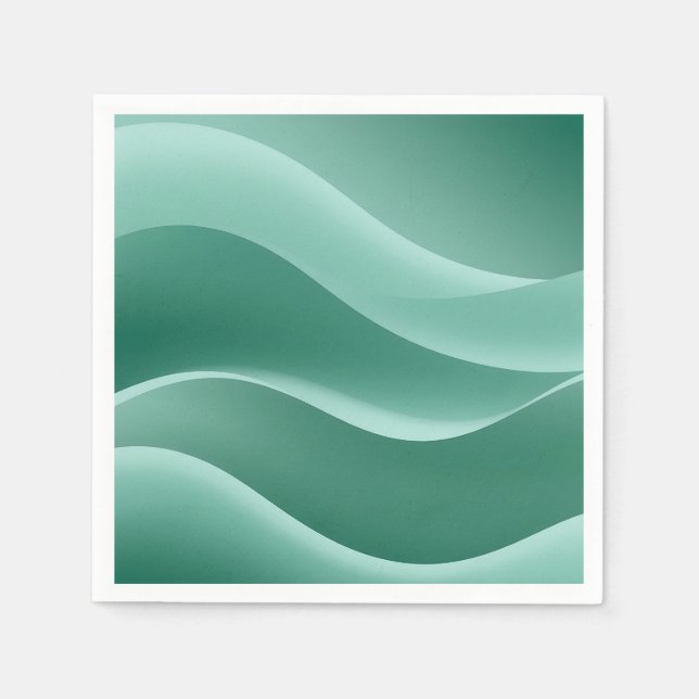 Gradient Aquamarin grüne Abstrakte Waves Modernes  Serviette (Vorderseite)