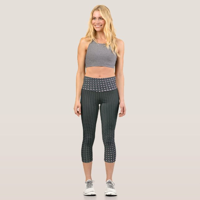 Gradient Black and Blue Geometric Design Capri Leggings (Vorderseite)