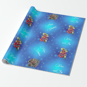 Gradient Blau mit Sternen Frieden und Freude Geschenkpapier
