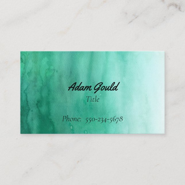 Gradient Blue Green Aquamarin Türkise Business Car Visitenkarte (Vorderseite)