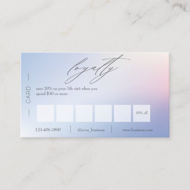 Gradient Blue & Pink Business Loyalty Card Treuekarte (Vorderseite)