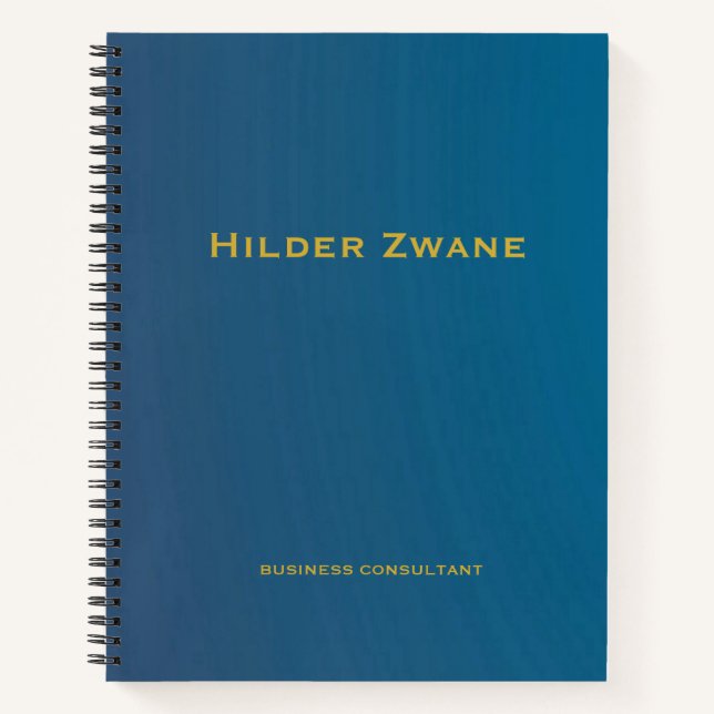 Gradient Blue schlicht Business Notizbuch (Vorderseite)