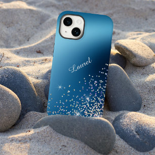 Gradient Blue Sky Silver Glow Confetti Case-Mate iPhone 14 Hülle