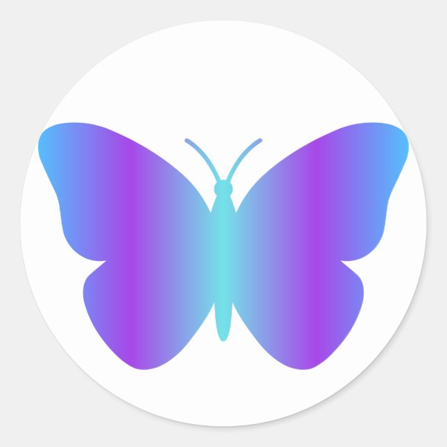 Gradient Blue und Lila Butterfly Sticker (Vorderseite)