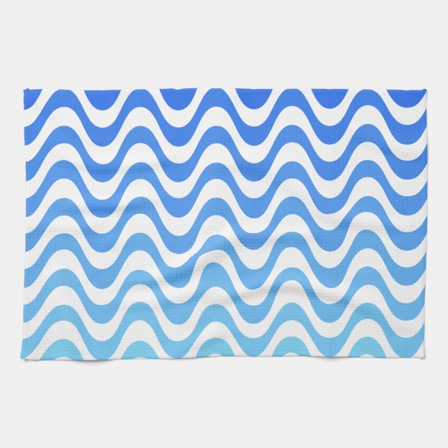 Gradient Blue Waves Handtuch (Horizontal)