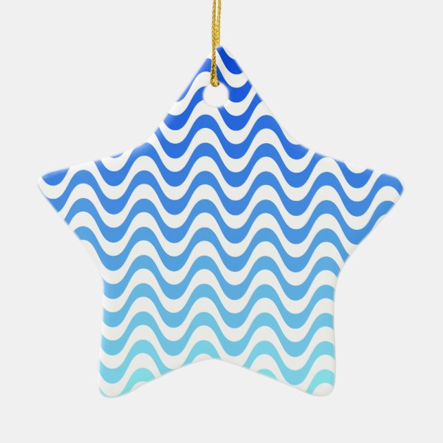 Gradient Blue Waves Keramikornament (Vorne)