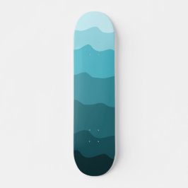 Gradient Blue Waves Muster Minimalistisch Skateboard
