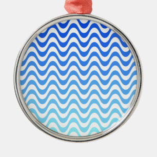 Gradient Blue Waves Ornament Aus Metall