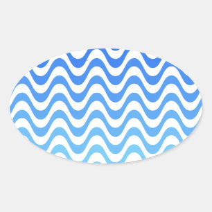 Gradient Blue Waves Ovaler Aufkleber