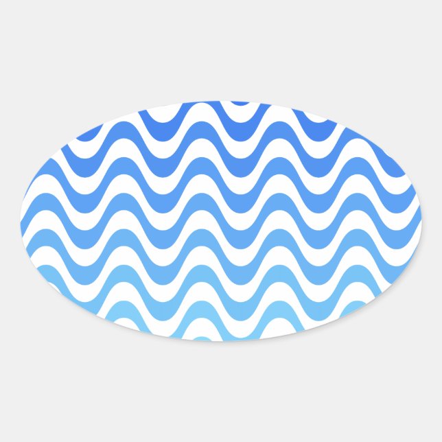 Gradient Blue Waves Ovaler Aufkleber (Vorderseite)