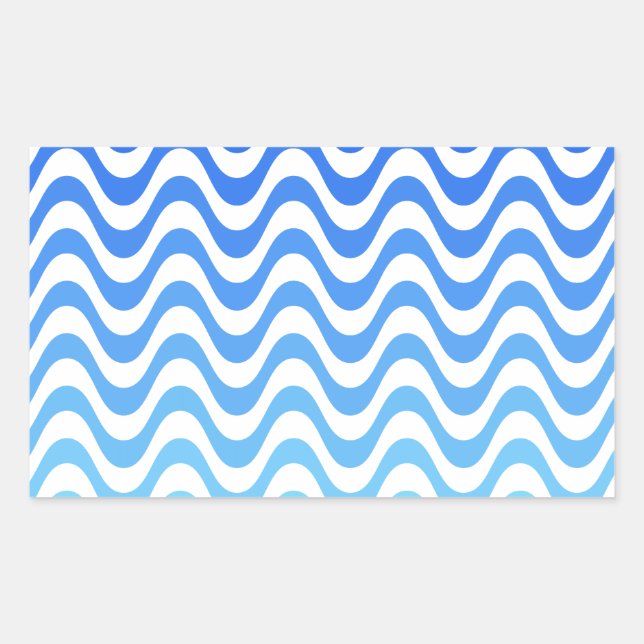 Gradient Blue Waves Rechteckiger Aufkleber (Vorderseite)