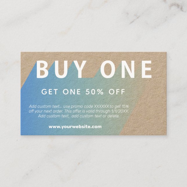 Gradient BOGO Discount Business Card Visitenkarte (Vorderseite)