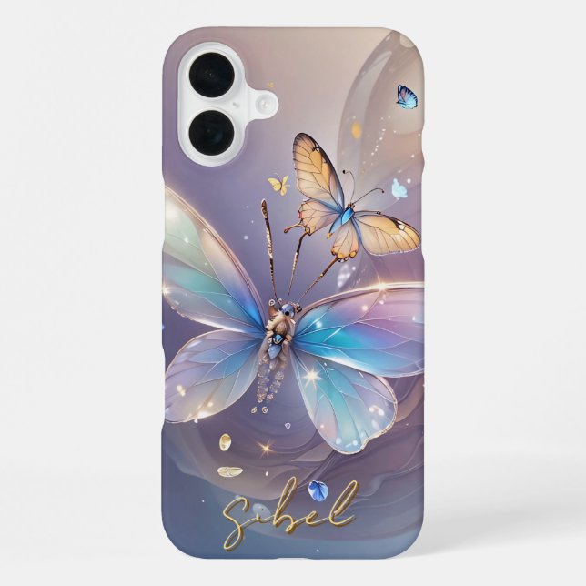 Gradient Butterfly Mit Monogramm Case- Mate iPhone 16 Plus Hülle (Rückseite)