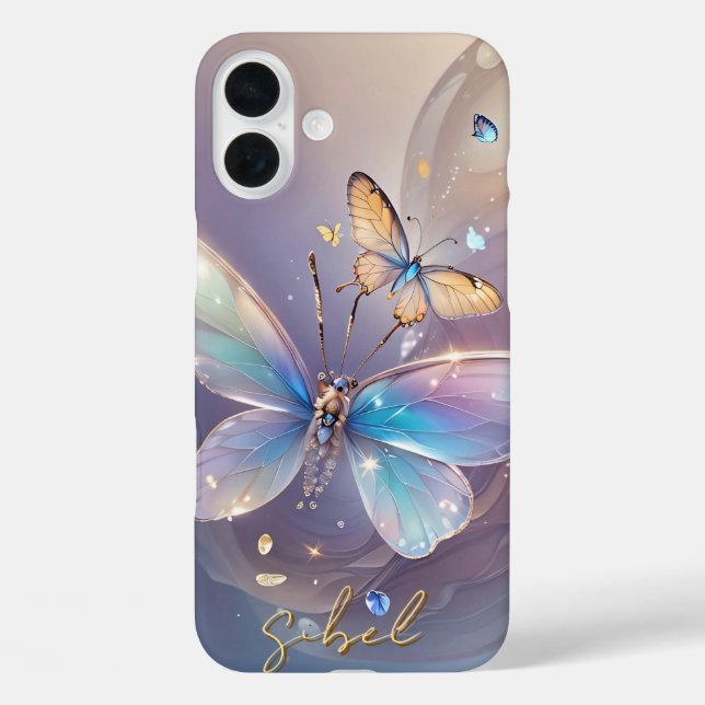 Gradient Butterfly Mit Monogramm Case- Mate iPhone 16 Plus Hülle (Rückseite)