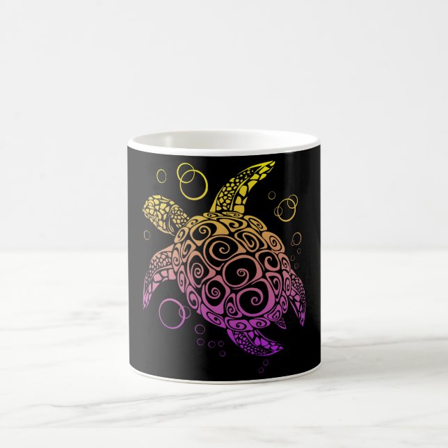 Gradient Color Sea Turtle Zeichnend, Sea Turtle Kaffeetasse (Mittel)