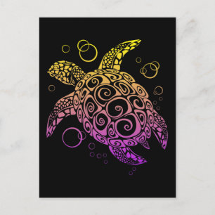 Gradient Color Sea Turtle Zeichnend, Sea Turtle Postkarte