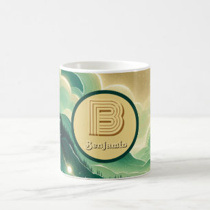 Gradient Emerald Kelly Green Glitzer Mit Monogramm Kaffeetasse