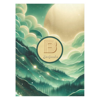 Gradient Emerald Kelly Green Glitzer Mit Monogramm Tischdecke