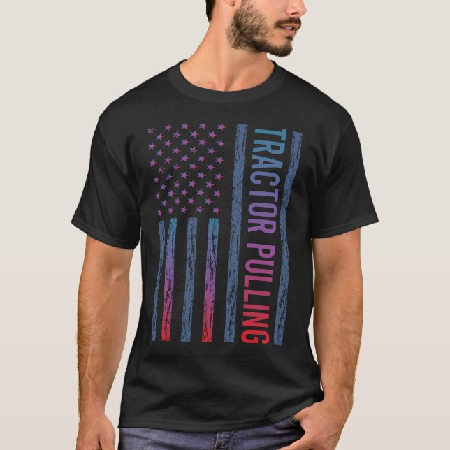 Gradient-Flagge Traktor Pulling T-Shirt (Vorderseite)