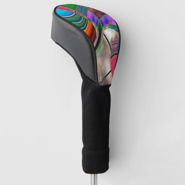 Gradient gebogene Streifen und metallische Scheibe Golf Headcover (angewinkelt)