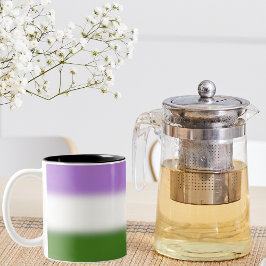 Gradient Genderqueer Pride Flag - Genderqueer Flag Zweifarbige Tasse