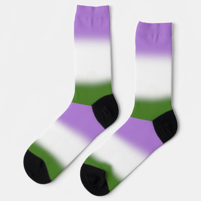 Gradient Genderqueer Pride Flag Socken (Linkes Detail)