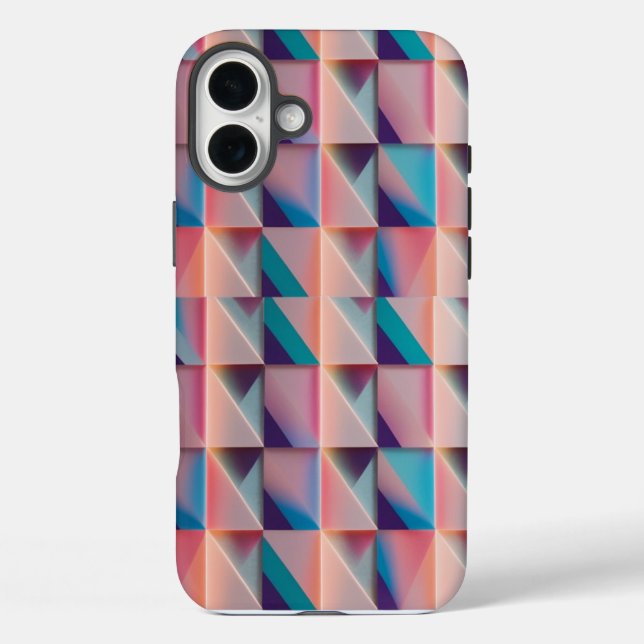 Gradient Géométrique Abstrait iPhone 16 Plus Coque (Verso)