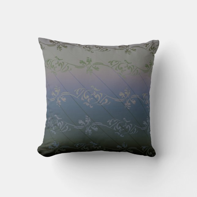 Gradient gestreiftes Muster aus grauem Silber Kissen (Vorderseite)