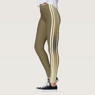 Gradient Gold und Weiß Streifen Leggings