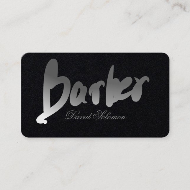 Gradient Gray Barber Typografie Premium Black Visitenkarte (Vorderseite)