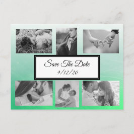 Gradient Green Foto Save the Date Postkarte