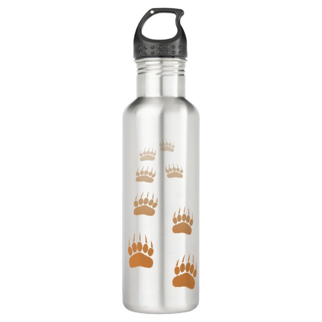 Gradient Grizzly Bär Paw Print Edelstahlflasche (Vorderseite)