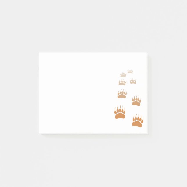 Gradient Grizzly Bär Paw Print Post-it Klebezettel (Vorderseite)