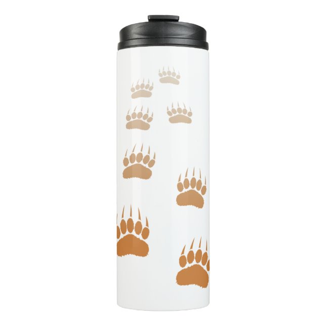 Gradient Grizzly Bär Paw Print Thermosbecher (Vorderseite)