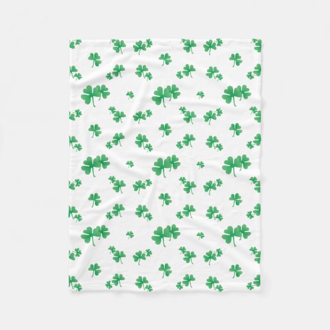 Gradient Grün Irischer Shamrock-Muster Fleecedecke (Vorderseite)