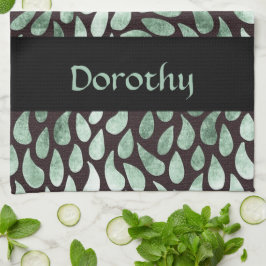 Gradient grüne Blätter auf schwarz Geschirrtuch