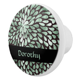 Gradient grüne Blätter auf schwarz Keramikknauf