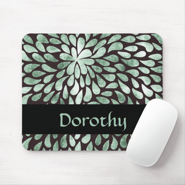 Gradient grüne Blätter auf schwarz Mousepad (Mit Mouse)