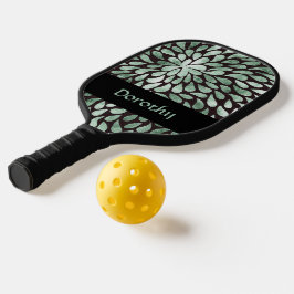 Gradient grüne Blätter auf schwarz Pickleball Schläger