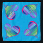 Gradient Hearts on Blue Pet Bandana Halstuch<br><div class="desc">Gradiente Blues,  Grüntöne und lila Streifen in rosa Herzen an jeder Ecke dieses bunten Nackenschals für Ihre Liebe "bunny".</div>