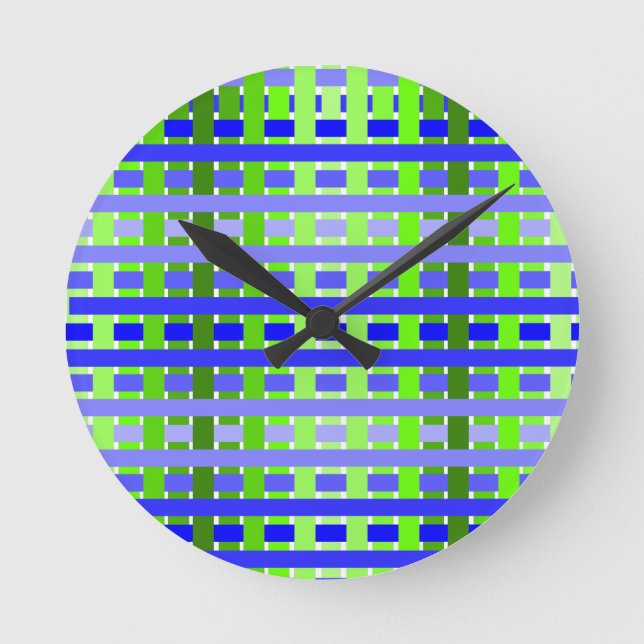 Gradient Kariert blau Runde Wanduhr (Vorderseite)