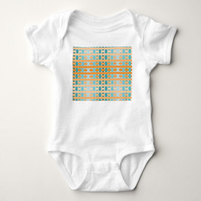 Gradient Kariert Orange Baby Strampler (Vorderseite)