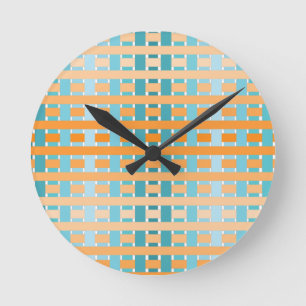 Gradient Kariert Orange Runde Wanduhr