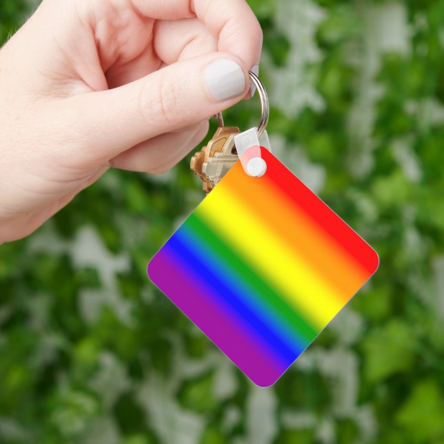 Gradient LGBTQ+ Rainbow Prilag Flag - Regenbogenfl Schlüsselanhänger (Hand)