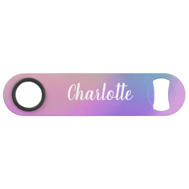 Gradient Lila Boho Wasserfarbe Personalisiert Name Speed Flaschenöffner (Vorderseite (Horizontal))
