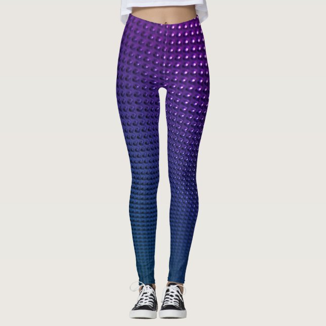 Gradient Lila und Navy Blue Geometric Design Leggings (Vorderseite)